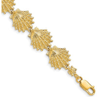14K Yellow Gold Polished Lion's Paw Shell 7" Bracelet - Textured Design by Oro Pregiato