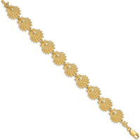 14K Yellow Gold Polished Lion's Paw Shell 7" Bracelet - Textured Design by Oro Pregiato