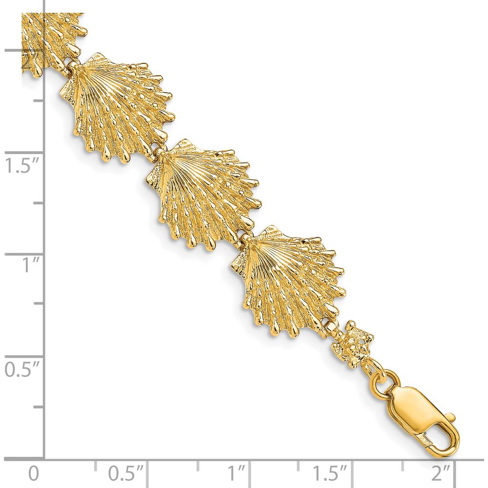 14K Yellow Gold Polished Lion's Paw Shell 7" Bracelet - Textured Design by Oro Pregiato