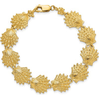 14K Yellow Gold Polished Lion's Paw Shell 7" Bracelet - Textured Design by Oro Pregiato