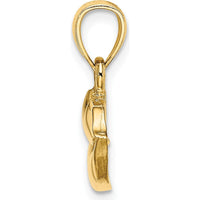 14K Yellow Gold Polished Lips Charm with Textured Concave Design by Oro Pregiato