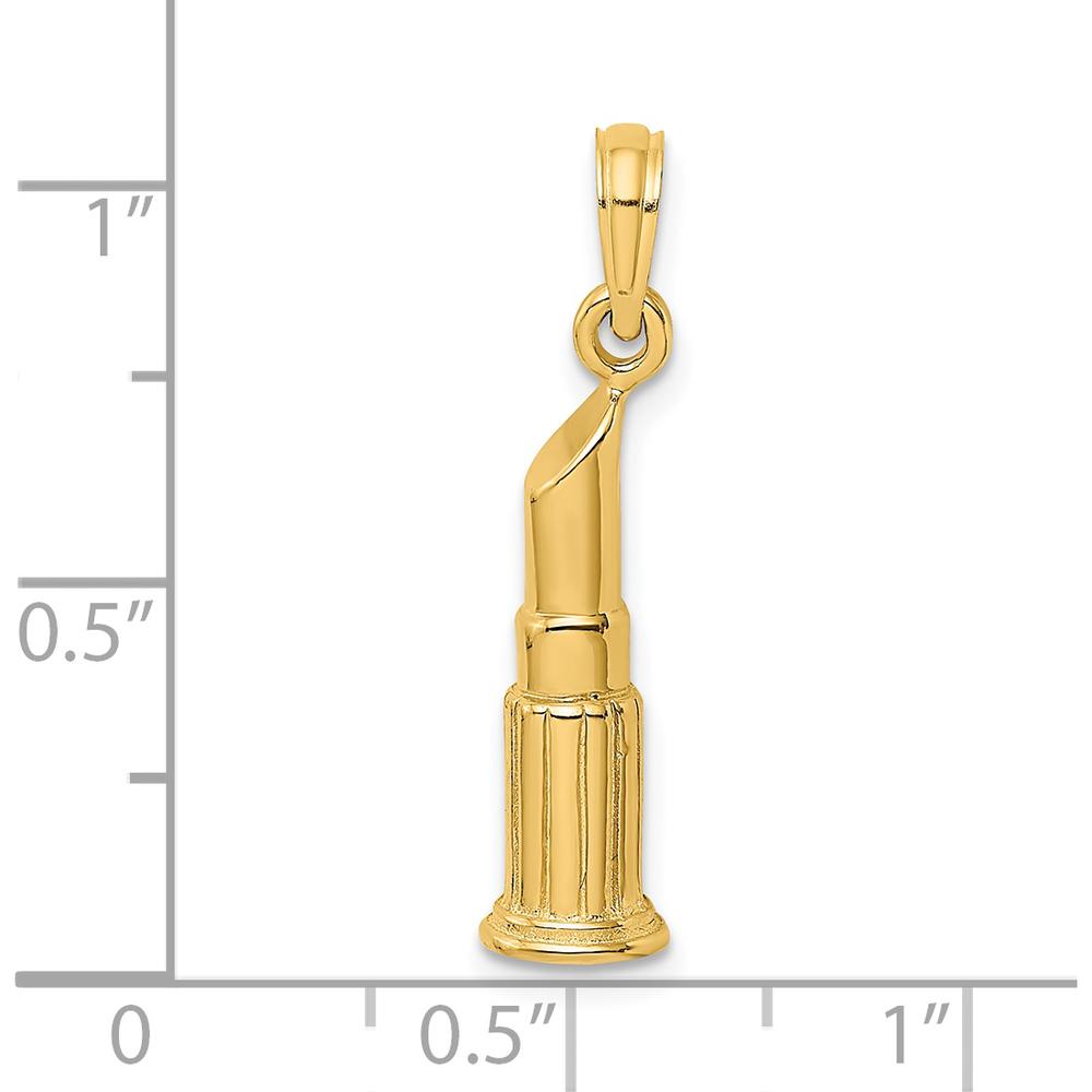 14K Yellow Gold Polished Lipstick Tube Charm - 18.8mm Length, 6.3mm Width by Oro Pregiato