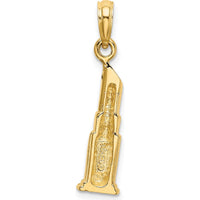 14K Yellow Gold Polished Lipstick Tube Charm - 18.8mm Length, 6.3mm Width by Oro Pregiato