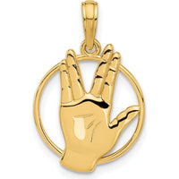 14K Yellow Gold Polished Live Long and Prosper Hand Gesture Charm - 23.2mm by Oro Pregiato