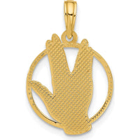 14K Yellow Gold Polished Live Long and Prosper Hand Gesture Charm - 23.2mm by Oro Pregiato