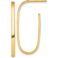 14K Yellow Gold Polished Long Oval Tube Hoop Earrings - 33mm Length by 0
