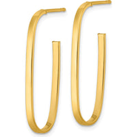 14K Yellow Gold Polished Long Oval Tube Hoop Earrings - 33mm Length by 0