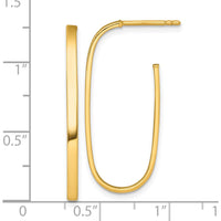14K Yellow Gold Polished Long Oval Tube Hoop Earrings - 33mm Length by 0