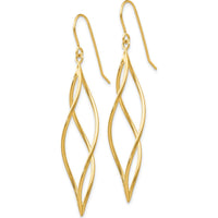 14K Yellow Gold Polished Long Twisted Dangle Earrings by 0