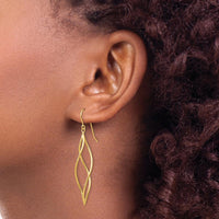 14K Yellow Gold Polished Long Twisted Dangle Earrings by 0