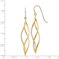 14K Yellow Gold Polished Long Twisted Dangle Earrings by 0