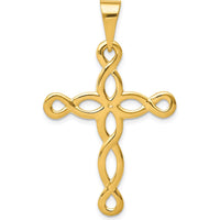 14K Yellow Gold Polished Loop Cross Pendant - 44mm Length, 27mm Width by Oro Pregiato