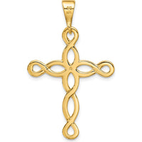 14K Yellow Gold Polished Loop Cross Pendant - 44mm Length, 27mm Width by Oro Pregiato