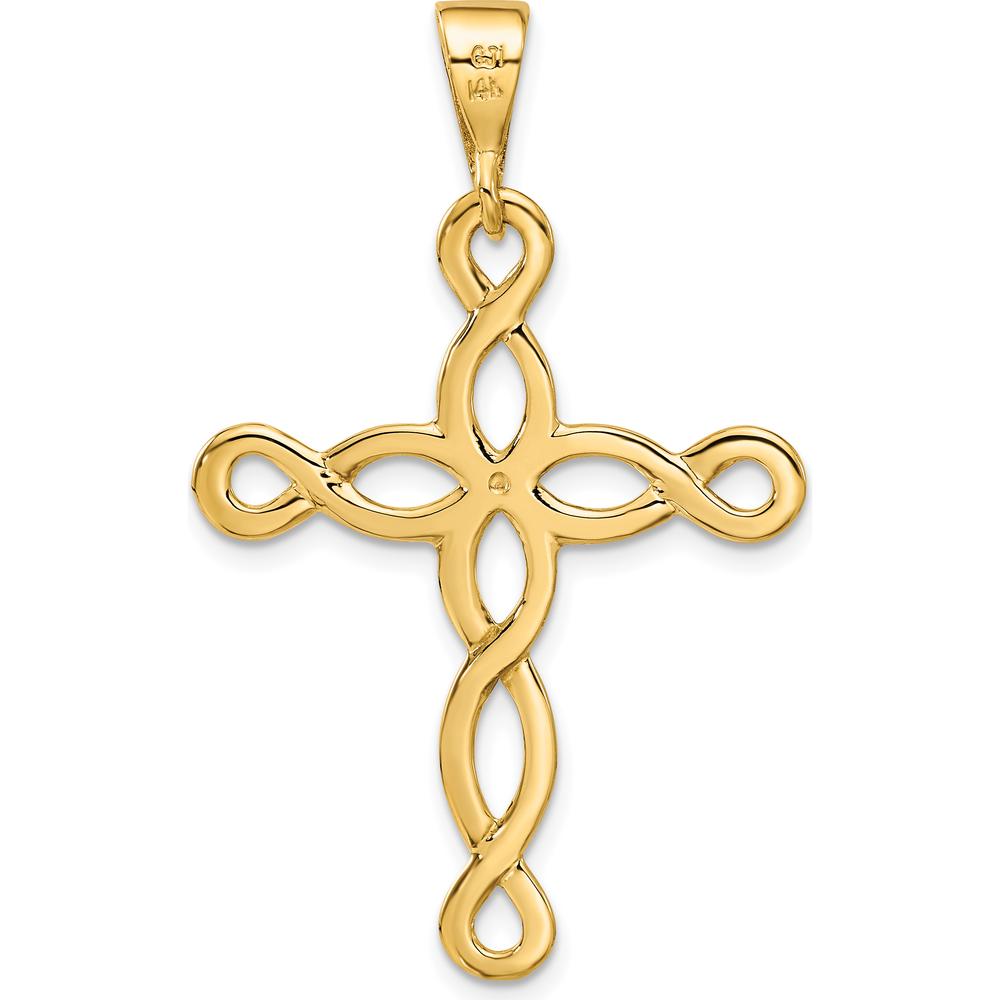 14K Yellow Gold Polished Loop Cross Pendant - 44mm Length, 27mm Width by Oro Pregiato