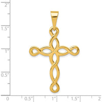 14K Yellow Gold Polished Loop Cross Pendant - 44mm Length, 27mm Width by Oro Pregiato