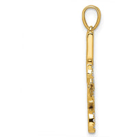 14K Yellow Gold Polished LOVE Diamond Pendant with Round Diamonds - 0.021 Carat Total Diamond Weight by Oro Pregiato