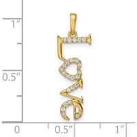 14K Yellow Gold Polished LOVE Diamond Pendant with Round Diamonds - 0.021 Carat Total Diamond Weight by Oro Pregiato