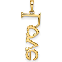 14K Yellow Gold Polished LOVE Diamond Pendant with Round Diamonds - 0.021 Carat Total Diamond Weight by Oro Pregiato