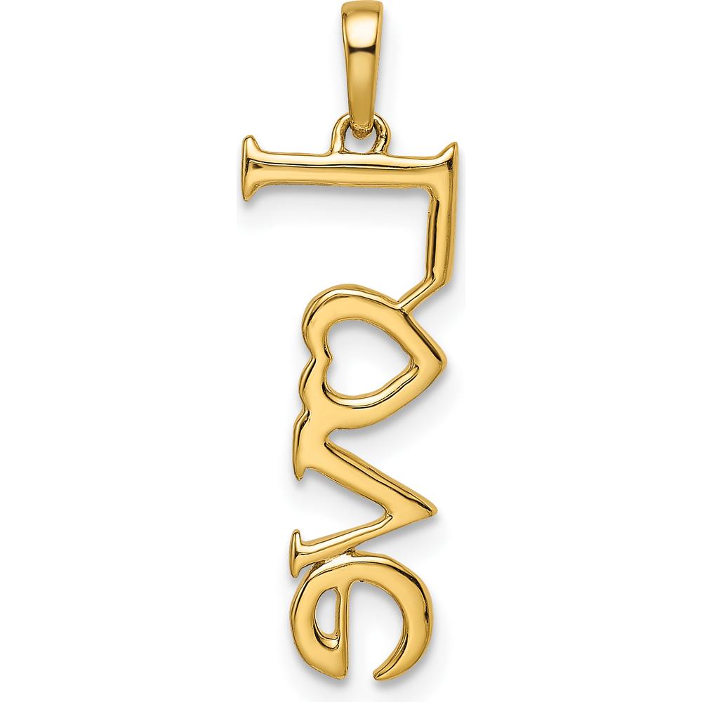 14K Yellow Gold Polished LOVE Diamond Pendant with Round Diamonds - 0.021 Carat Total Diamond Weight by Oro Pregiato