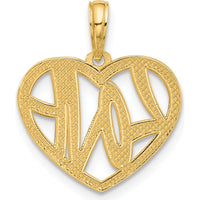 14K Yellow Gold Polished LOVE Heart Charm Pendant - 20.6mm Length by Oro Pregiato