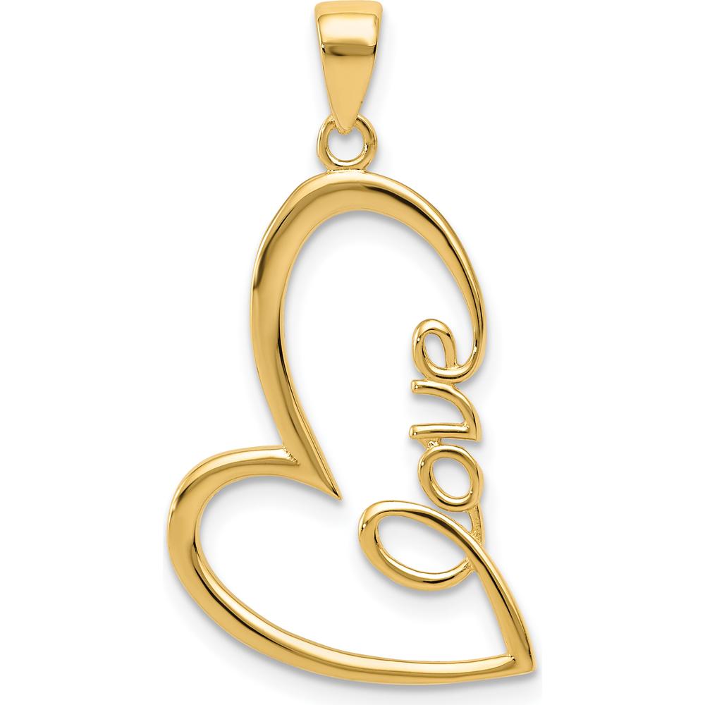 14K Yellow Gold Polished LOVE Heart Pendant - 29.3mm Length by Oro Pregiato