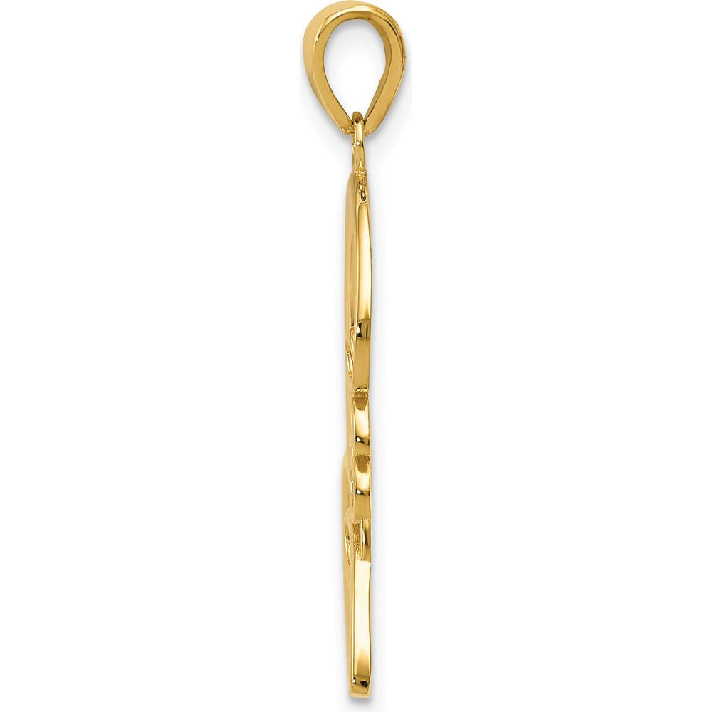 14K Yellow Gold Polished LOVE Heart Pendant - 29.3mm Length by Oro Pregiato