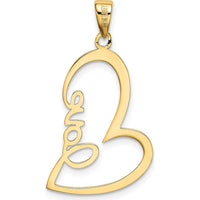 14K Yellow Gold Polished LOVE Heart Pendant - 29.3mm Length by Oro Pregiato