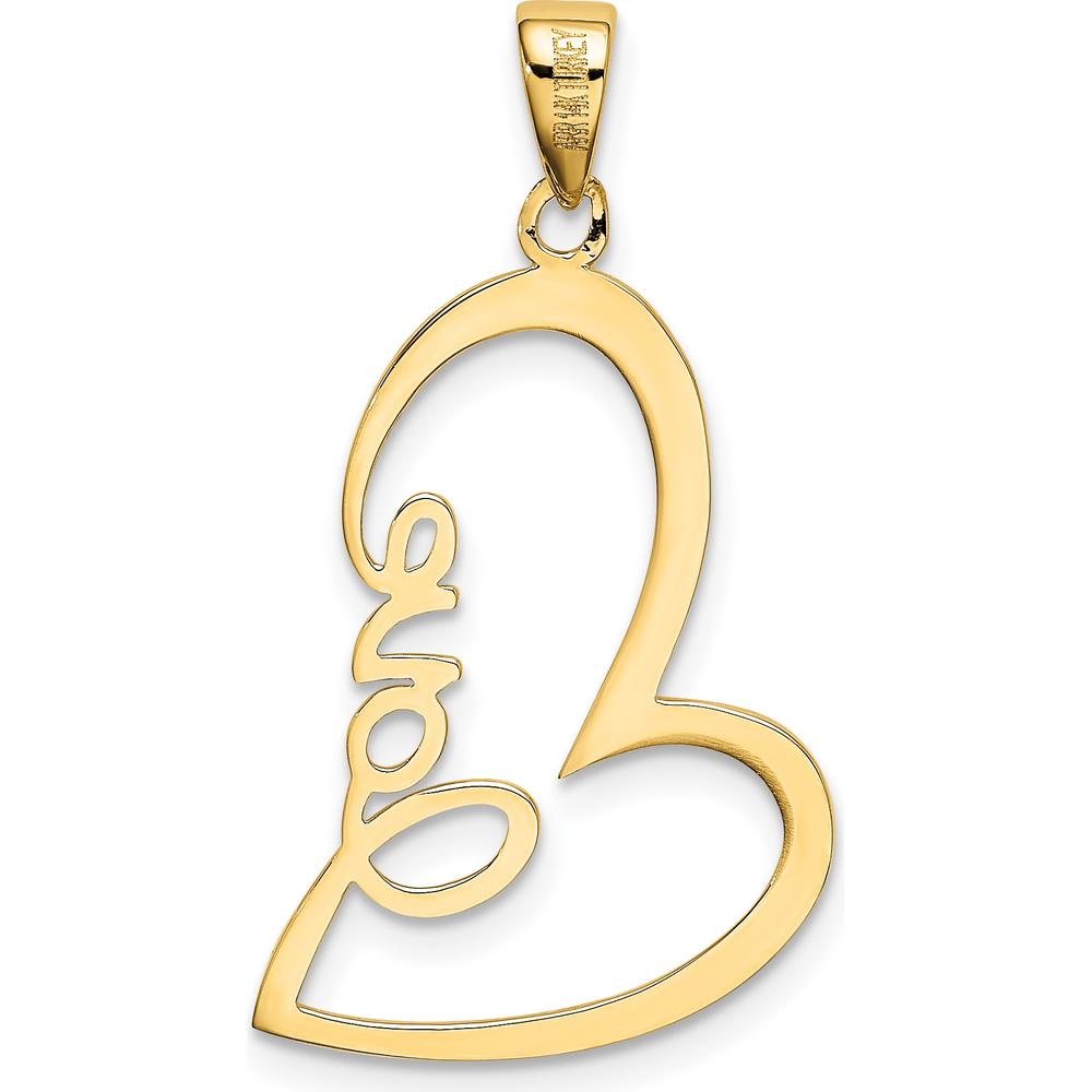 14K Yellow Gold Polished LOVE Heart Pendant - 29.3mm Length by Oro Pregiato