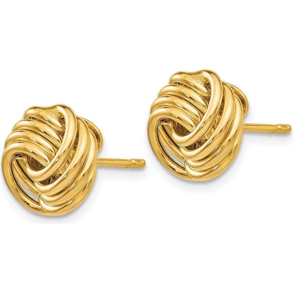 14K Yellow Gold Polished Love Knot Button Earrings - Handcrafted, Hollow Design by Oro Pregiato