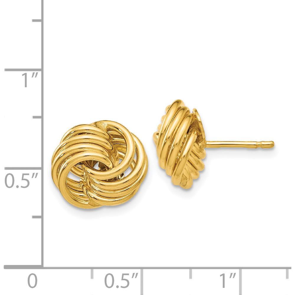 14K Yellow Gold Polished Love Knot Button Earrings - Handcrafted, Hollow Design by Oro Pregiato