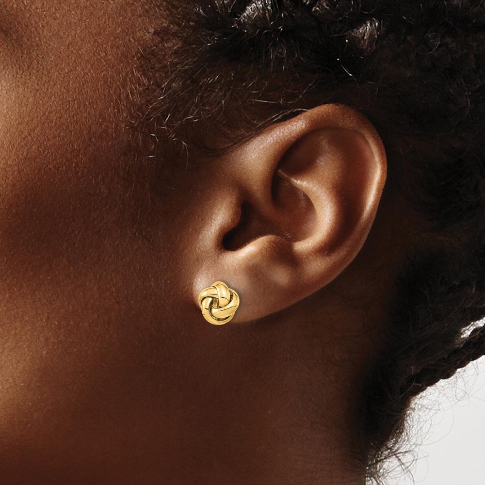 14K Yellow Gold Polished Love Knot Button Post Earrings by 0