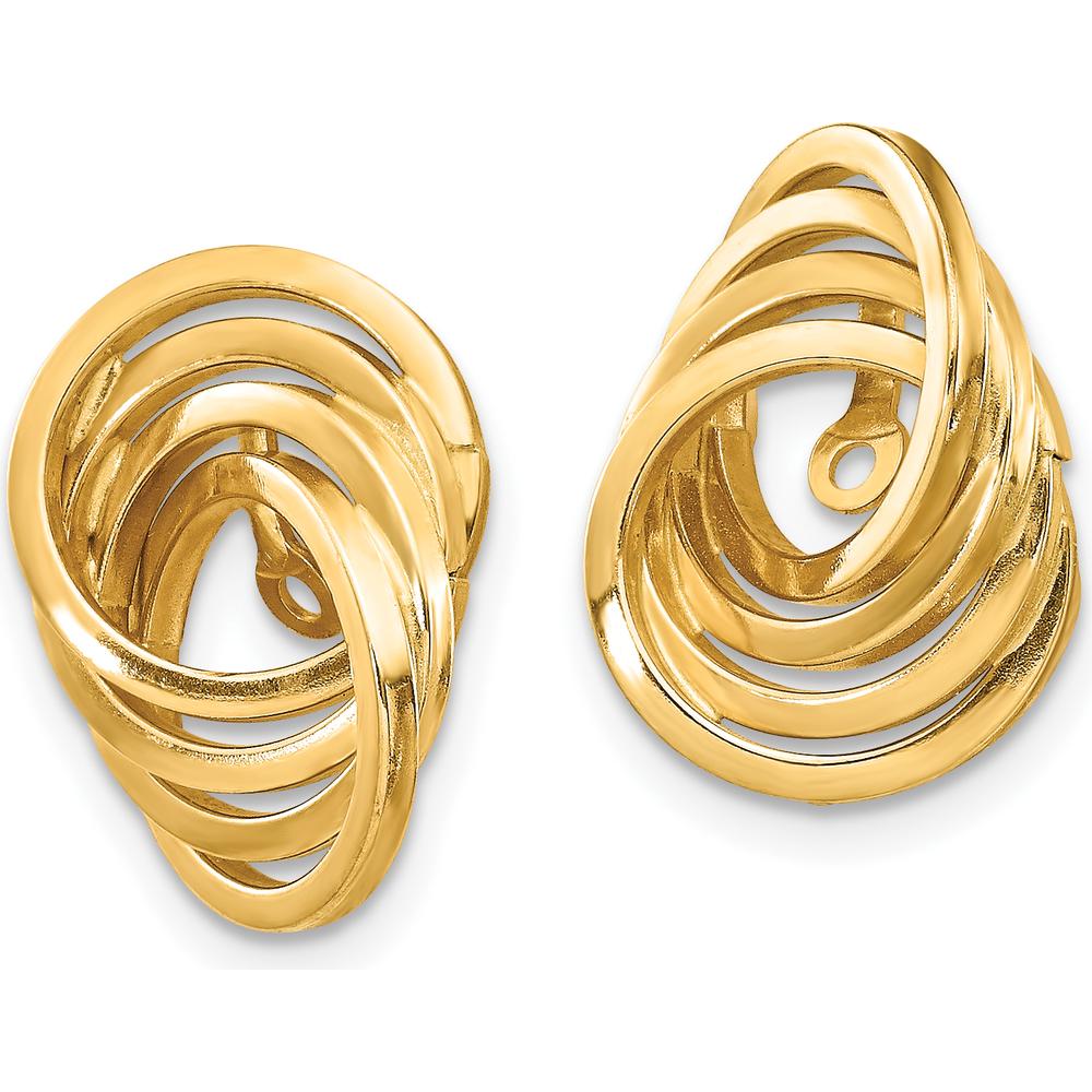 14K Yellow Gold Polished Love Knot Earring Jackets - 14mm Length by 0
