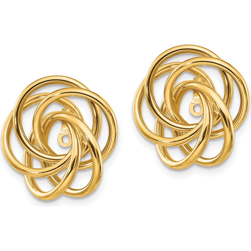 14K Yellow Gold Polished Love Knot Earring Jackets - Elegant Design for Women by 0