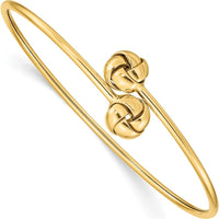 14K Yellow Gold Polished Love Knot Flexible Oval Bangle Bracelet - 7-inch Length by Oro Pregiato