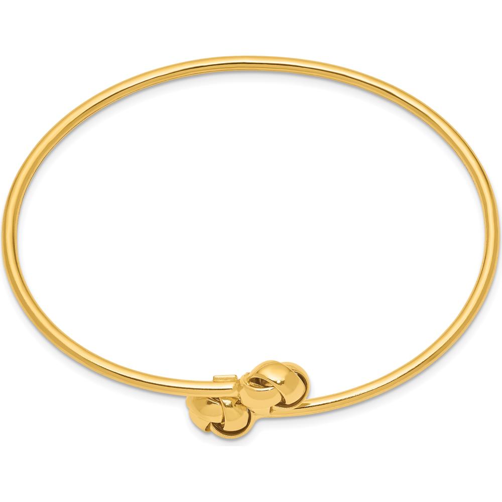 14K Yellow Gold Polished Love Knot Flexible Oval Bangle Bracelet - 7-inch Length by Oro Pregiato