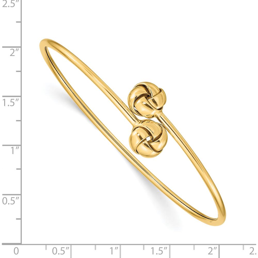 14K Yellow Gold Polished Love Knot Flexible Oval Bangle Bracelet - 7-inch Length by Oro Pregiato