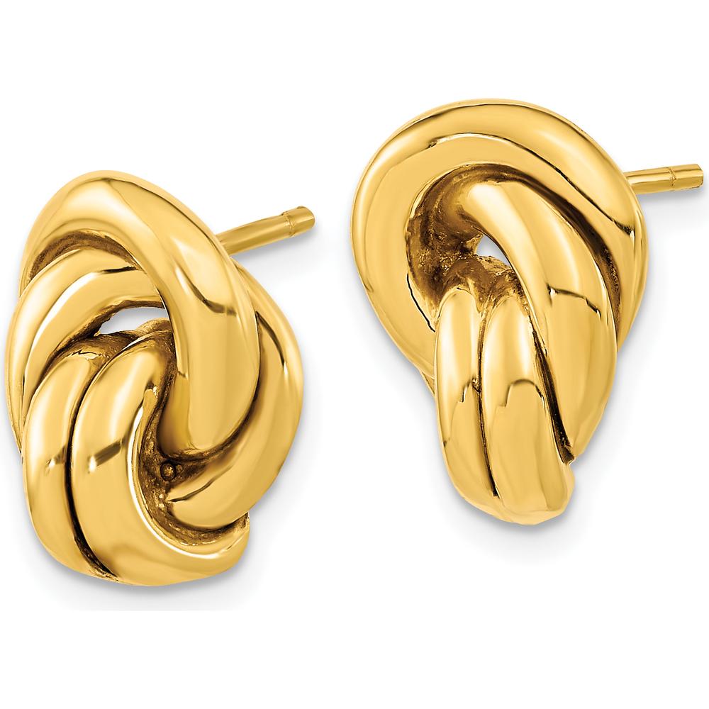 14K Yellow Gold Polished Love Knot Hollow Post Earrings - 15.4mm Length, 10.6mm Width by 0