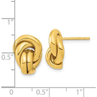 14K Yellow Gold Polished Love Knot Hollow Post Earrings - 15.4mm Length, 10.6mm Width by 0