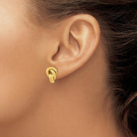 14K Yellow Gold Polished Love Knot Hollow Post Earrings - 15.4mm Length, 10.6mm Width by 0