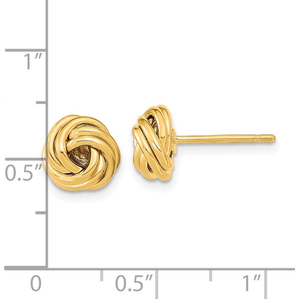 14K Yellow Gold Polished Love Knot Post Earrings - 9mm by 0