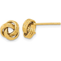 14K Yellow Gold Polished Love Knot Post Earrings - Classic Button Design by 0