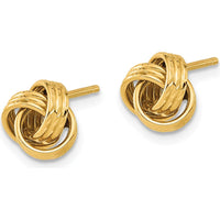 14K Yellow Gold Polished Love Knot Post Earrings - Classic Button Design by 0