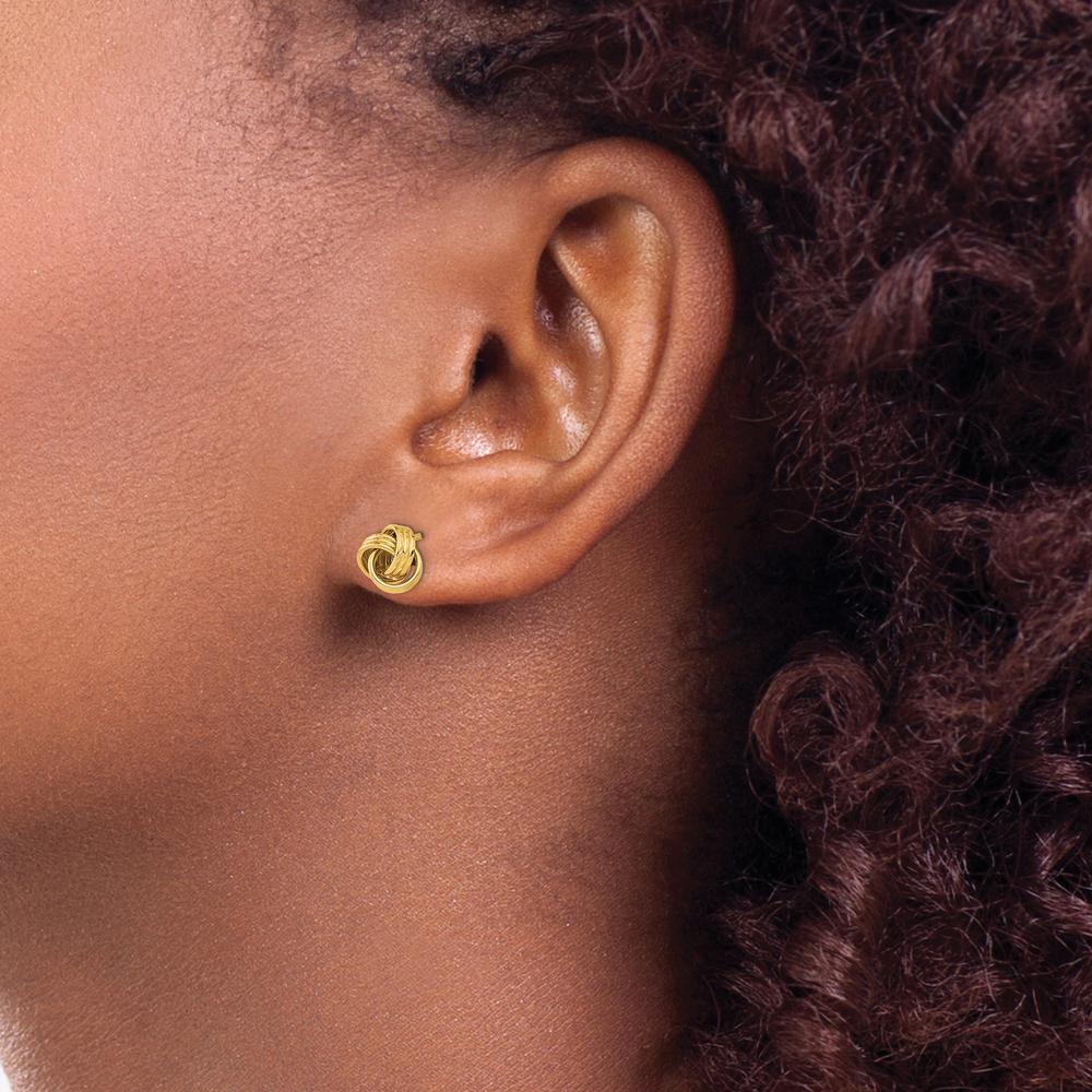 14K Yellow Gold Polished Love Knot Post Earrings - Classic Button Design by 0