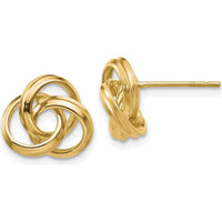 14K Yellow Gold Polished Love Knot Post Earrings - Elegant Design for Women by Oro Pregiato