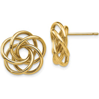 14K Yellow Gold Polished Love Knot Post Earrings - Elegant Knotted Design by 0