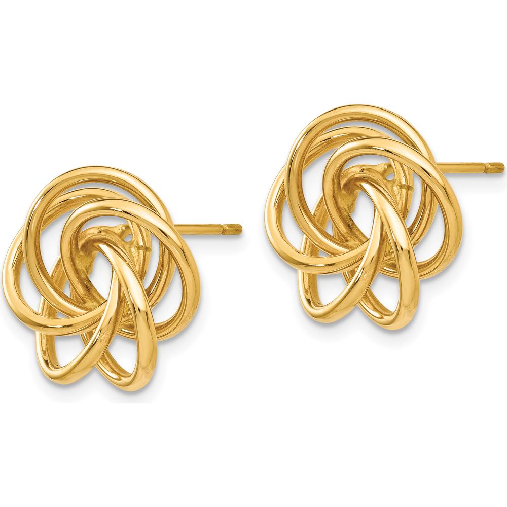 14K Yellow Gold Polished Love Knot Post Earrings - Elegant Knotted Design by 0