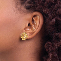 14K Yellow Gold Polished Love Knot Post Earrings - Elegant Knotted Design by 0