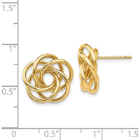14K Yellow Gold Polished Love Knot Post Earrings - Elegant Knotted Design by 0