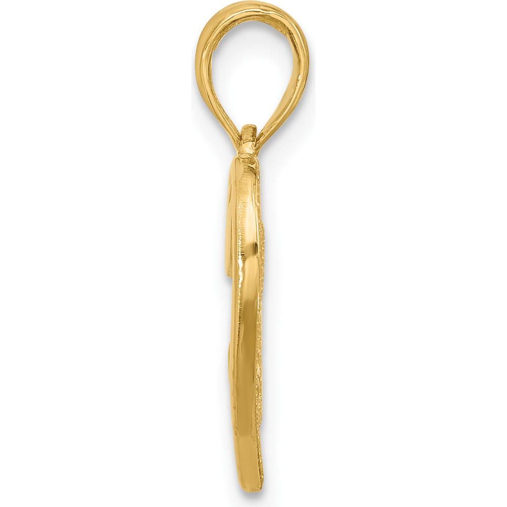 14K Yellow Gold Polished "LOVE" Script and Heart Pendant Charm - 19.6mm Length by Oro Pregiato