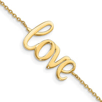 14K Yellow Gold Polished LOVE Script Bracelet - 7 Inches by Oro Pregiato